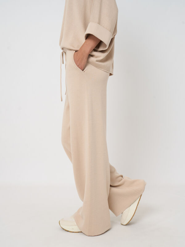 Feinstrick-Wide-Leg-Hose aus Baumwoll-Viskose-Mix image number 3