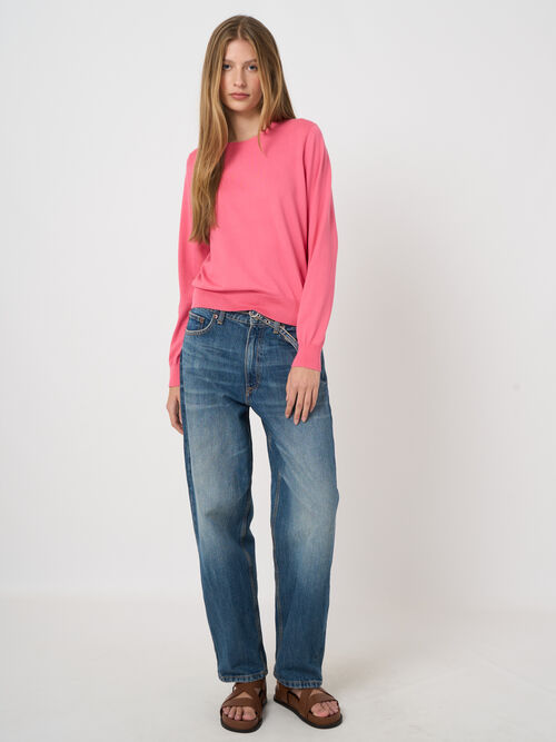 Rundhals-Pullover aus 100% superfeiner Baumwolle