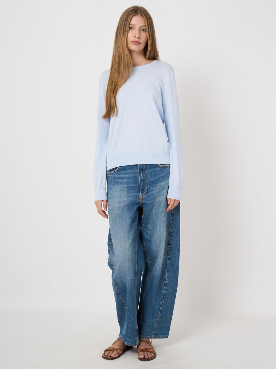 100% superfine cotton crew-neck sweater image number 0