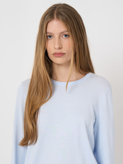 Rundhals-Pullover aus 100% superfeiner Baumwolle