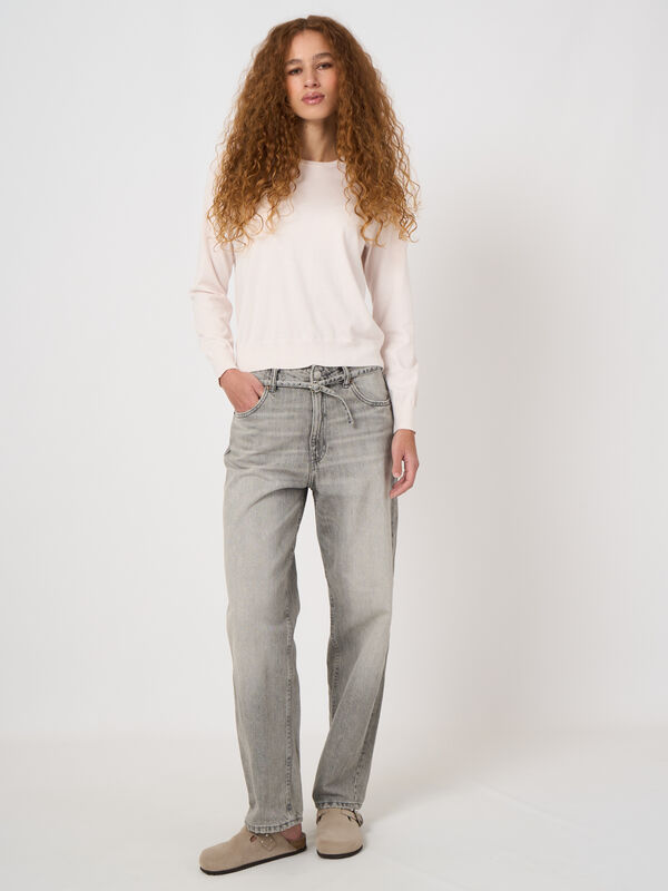 100% superfine cotton crew-neck sweater image number 0