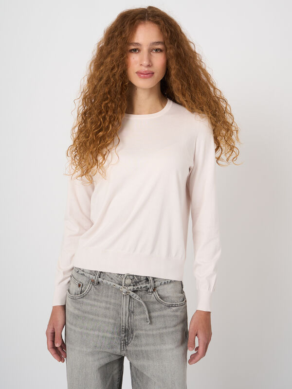 100% superfine cotton crew-neck sweater image number 2
