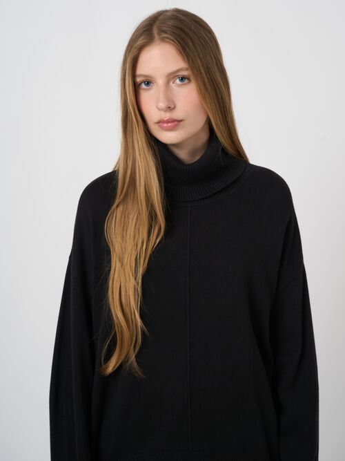 Oversized Cotton-Viscose Turtleneck Sweater