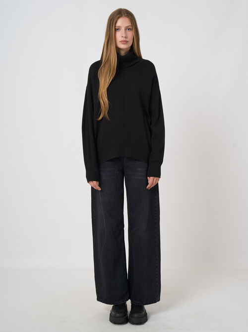 Oversized Cotton-Viscose Turtleneck Sweater