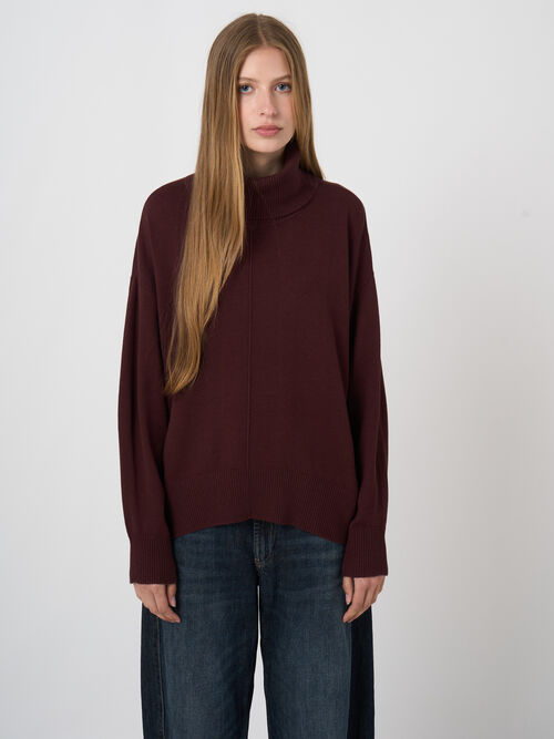 Oversized Cotton-Viscose Turtleneck Sweater