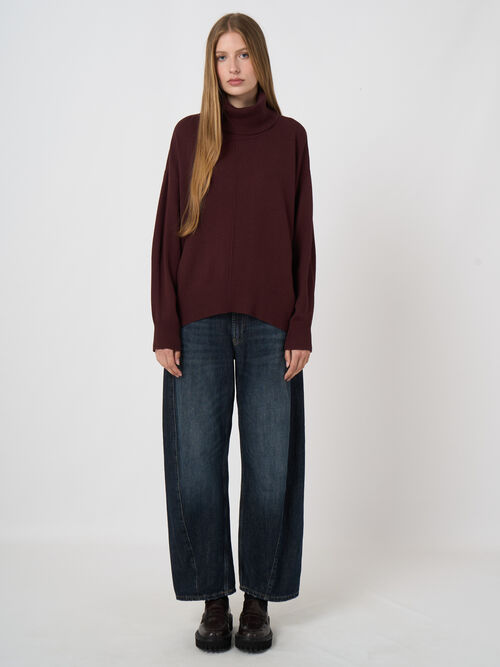 Oversized Cotton-Viscose Turtleneck Sweater