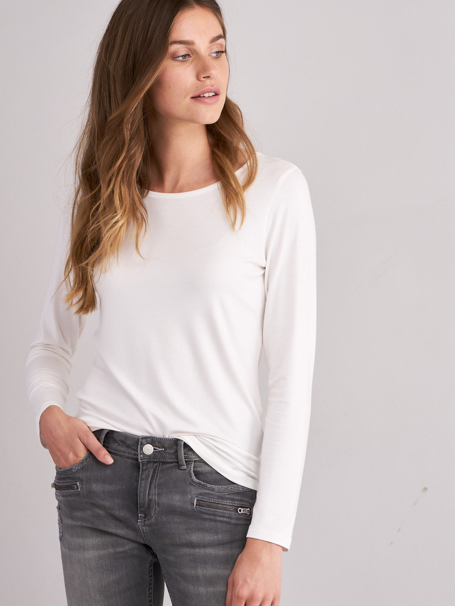 Basic dames T-shirt met lange mouw