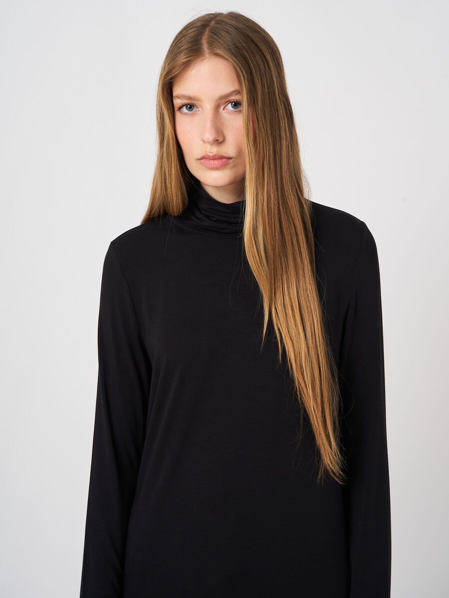 Top col roul&eacute; femme &mdash; jersey stretch & manches longues image number 1