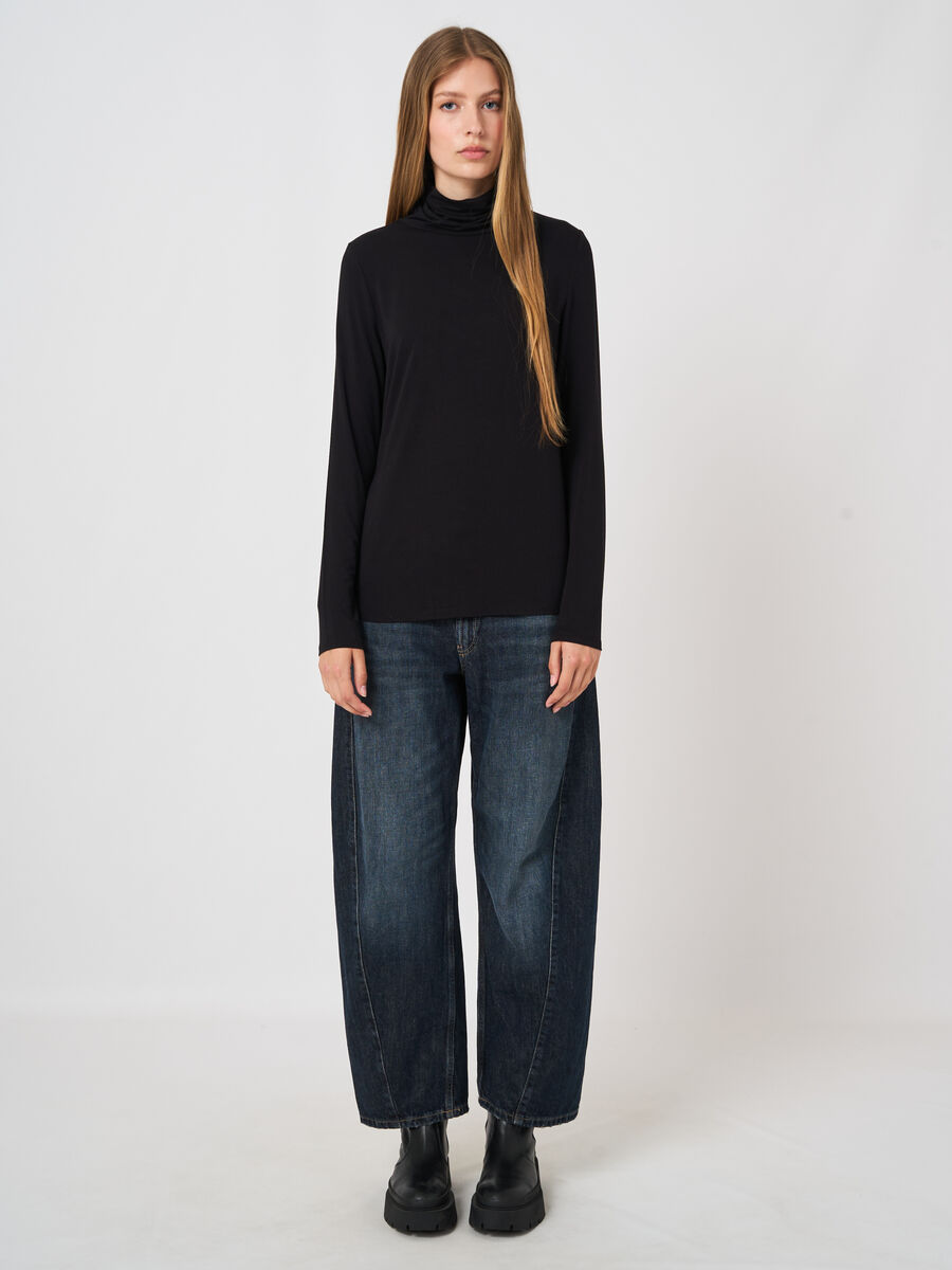Top col roul&eacute; femme &mdash; jersey stretch & manches longues image number 2