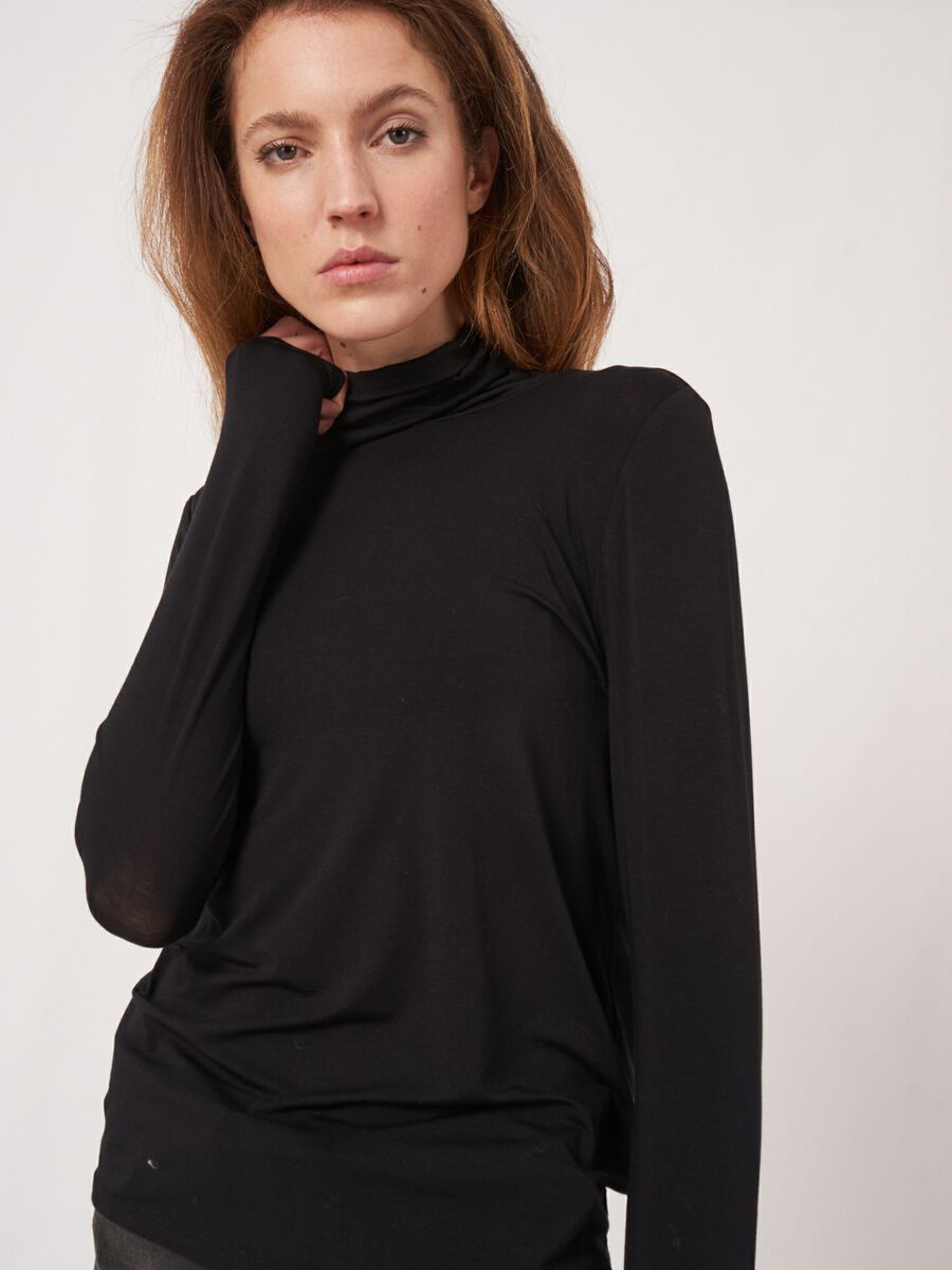 Turtleneck jersey long-sleeved top image number 1