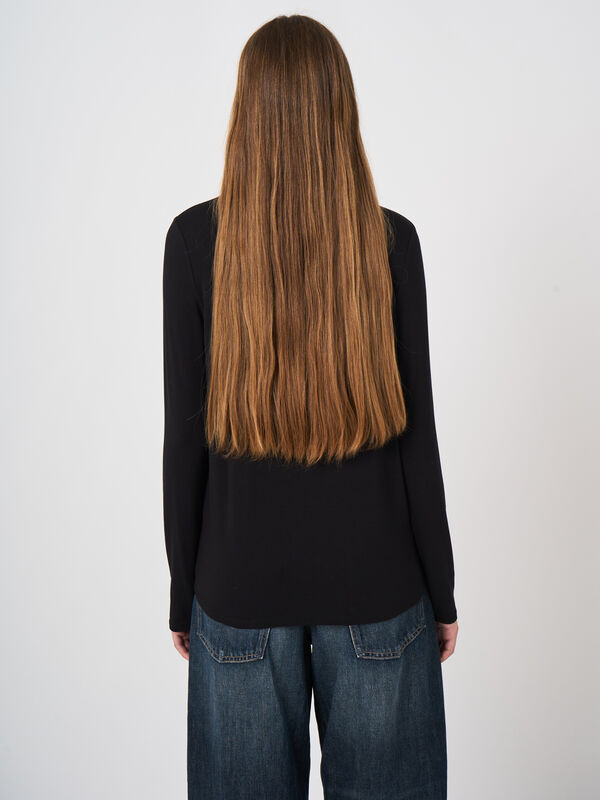 Stretch colshirt met lange mouwen image number 3