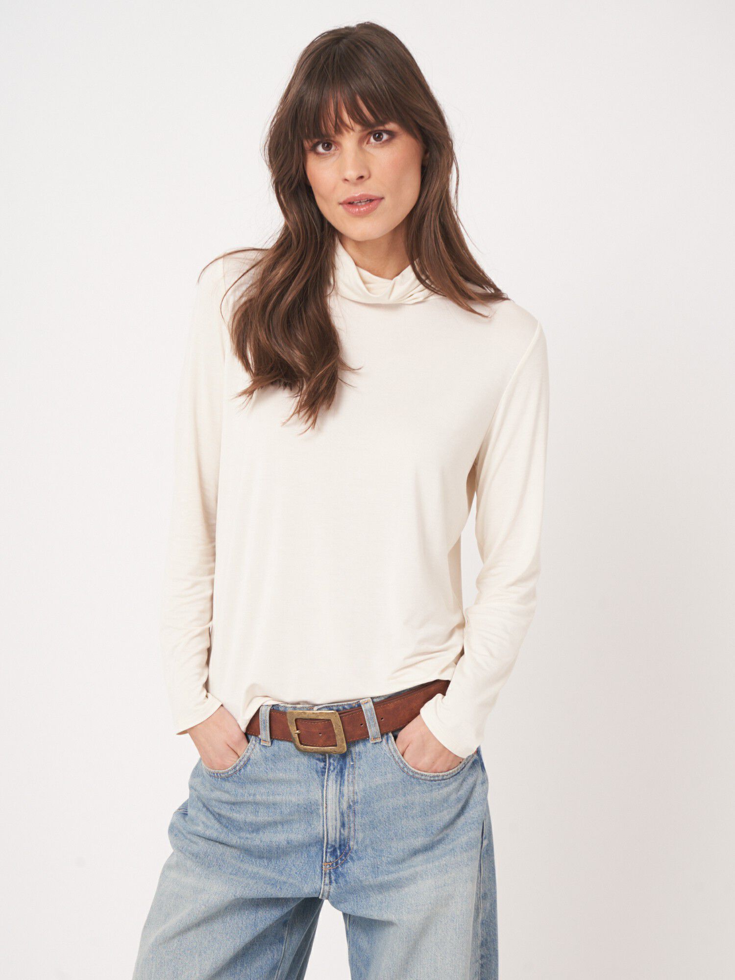 Stretch colshirt met lange mouwen afbeelding