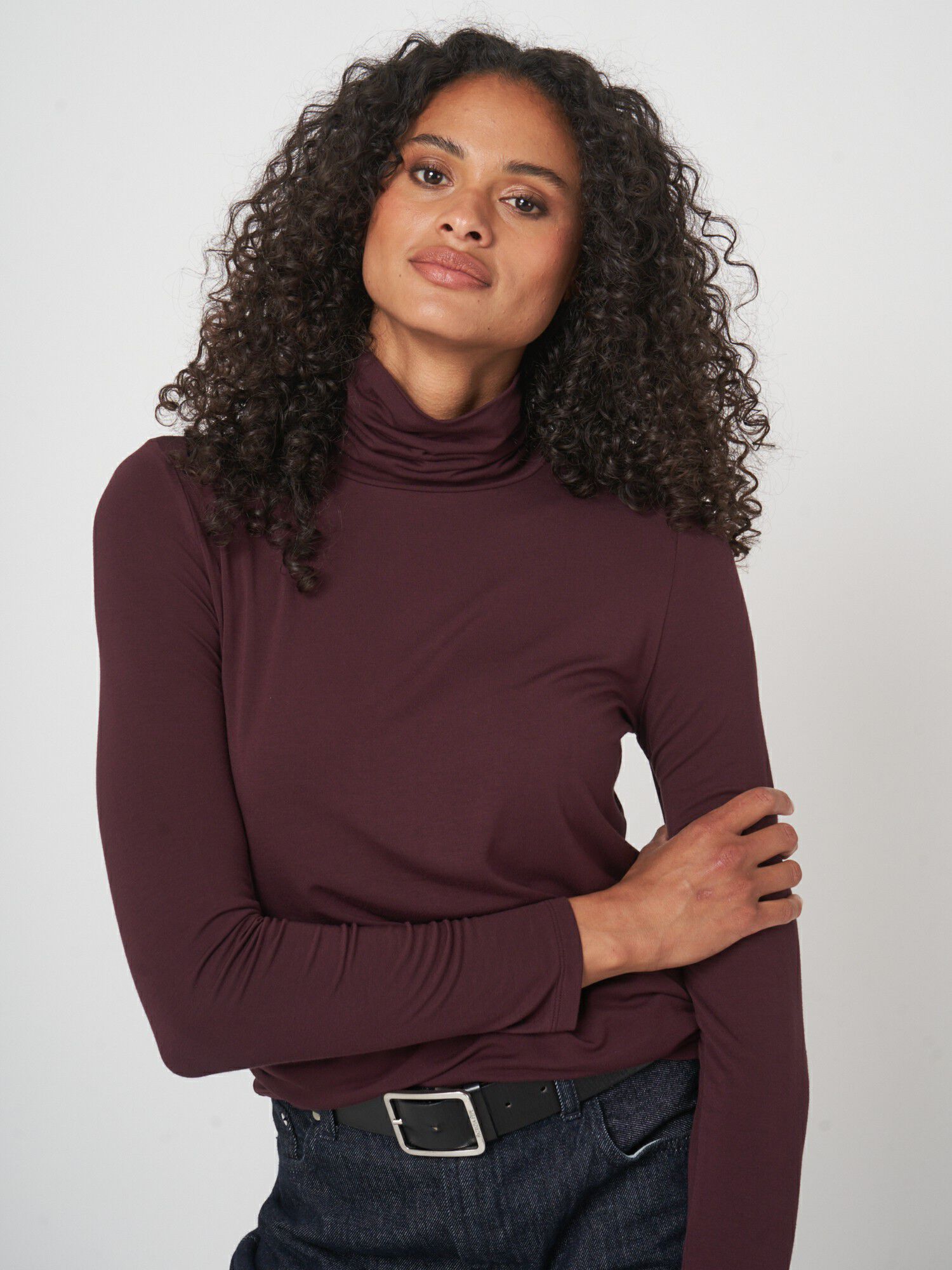Stretch colshirt met lange mouwen afbeelding