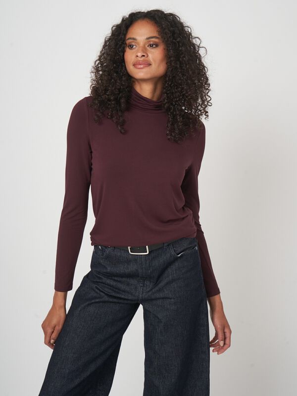 Top col roulé femme — jersey stretch & manches longues image number 1