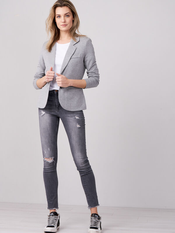 Tailored french terry sweatshirt blazer image number 3