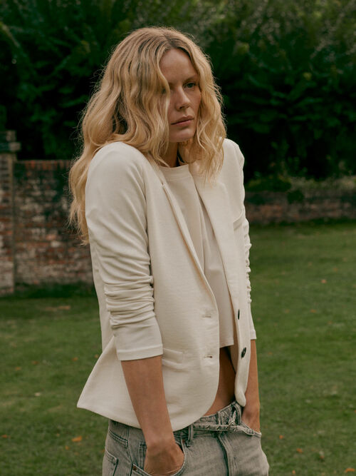 Blazer sweat en French terry, coupe ajust&eacute;e