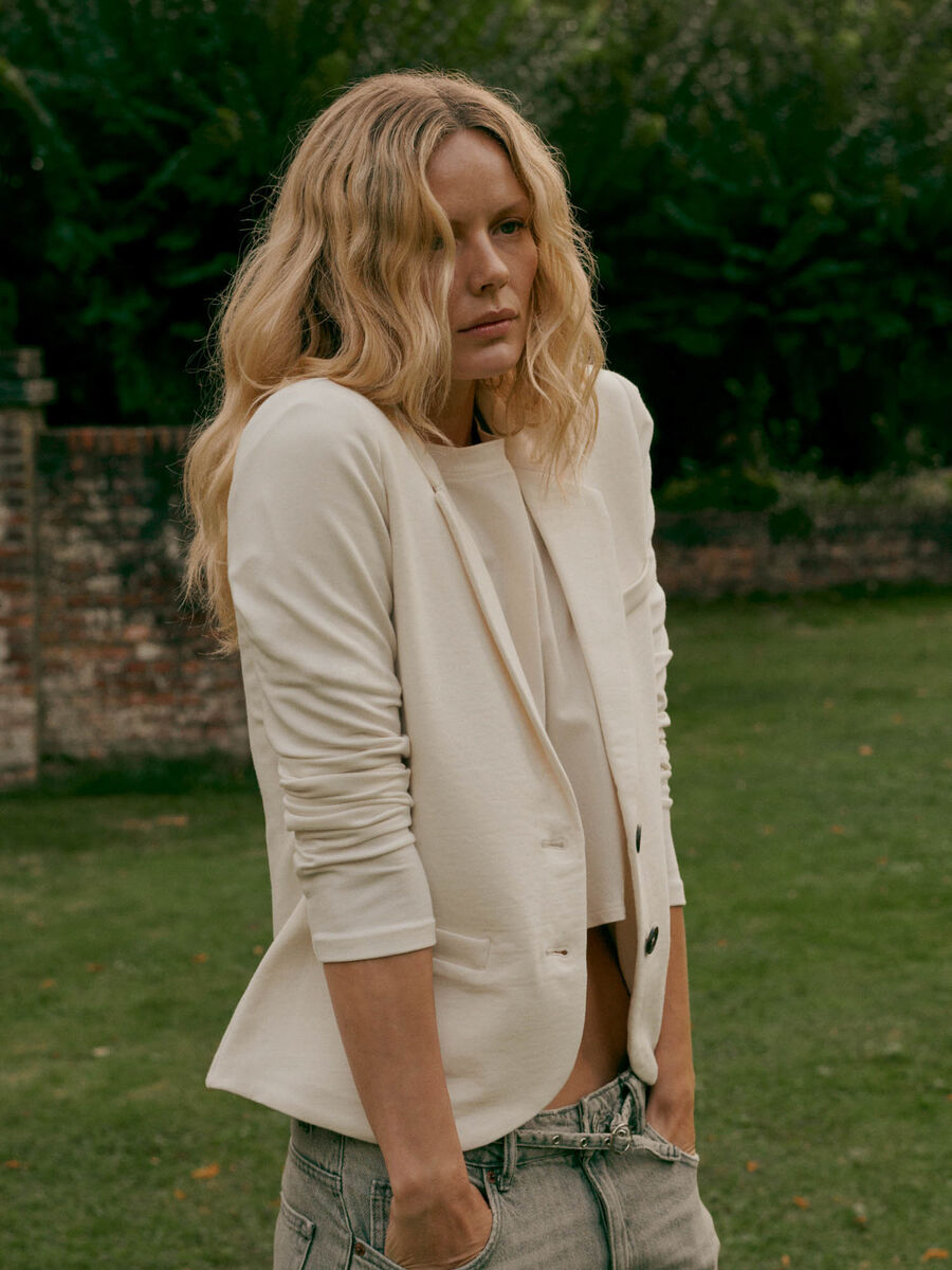 Blazer sweat en French terry, coupe ajust&eacute;e image number 0