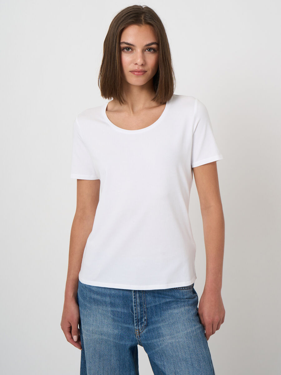 T-shirt col rond en coton stretch doux image number 0