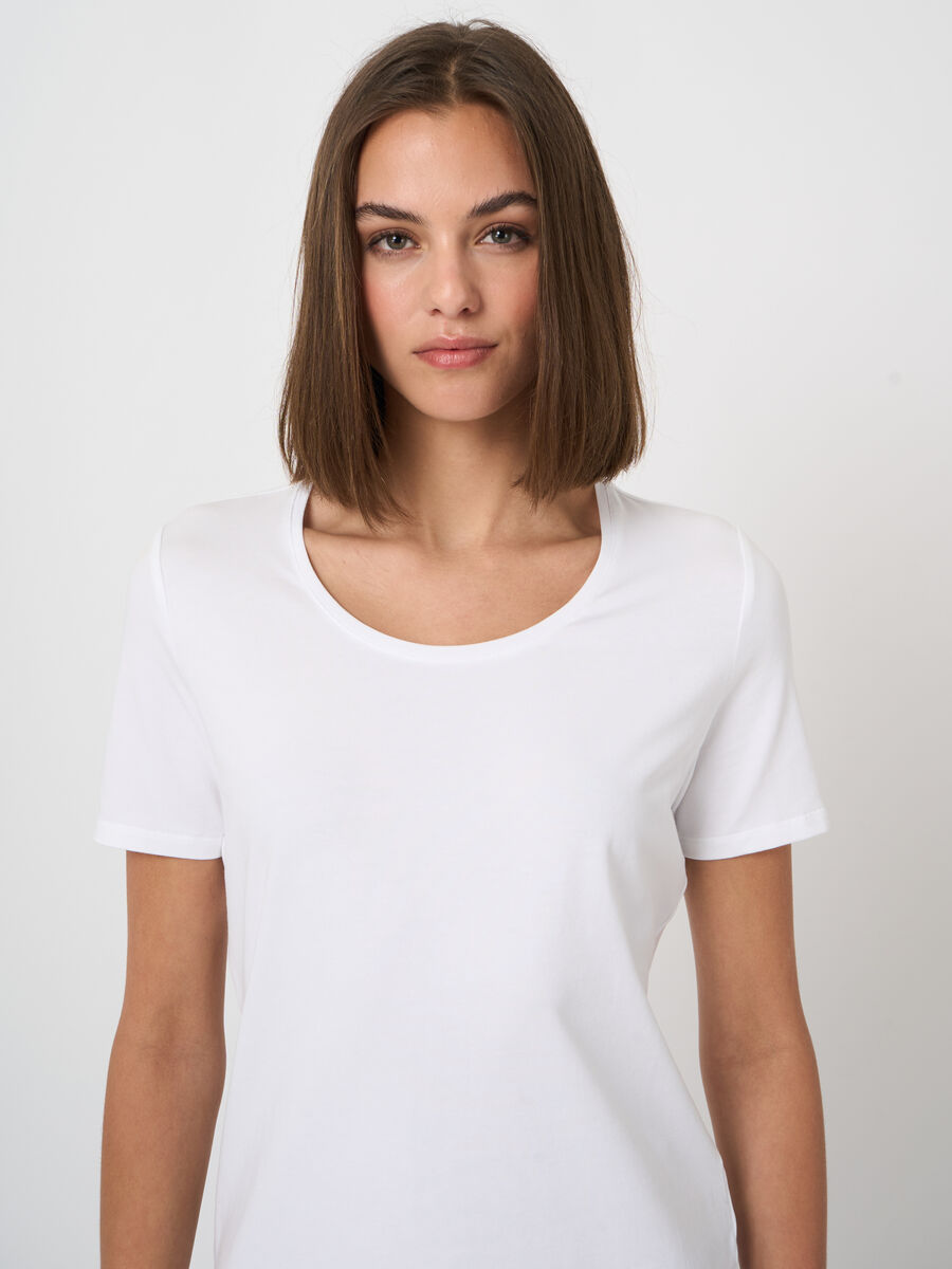 T-shirt col rond en coton stretch doux image number 1