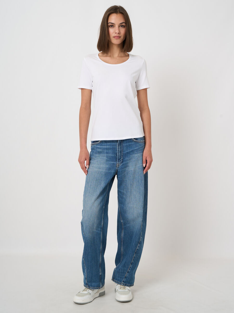 T-shirt col rond en coton stretch doux image number 2