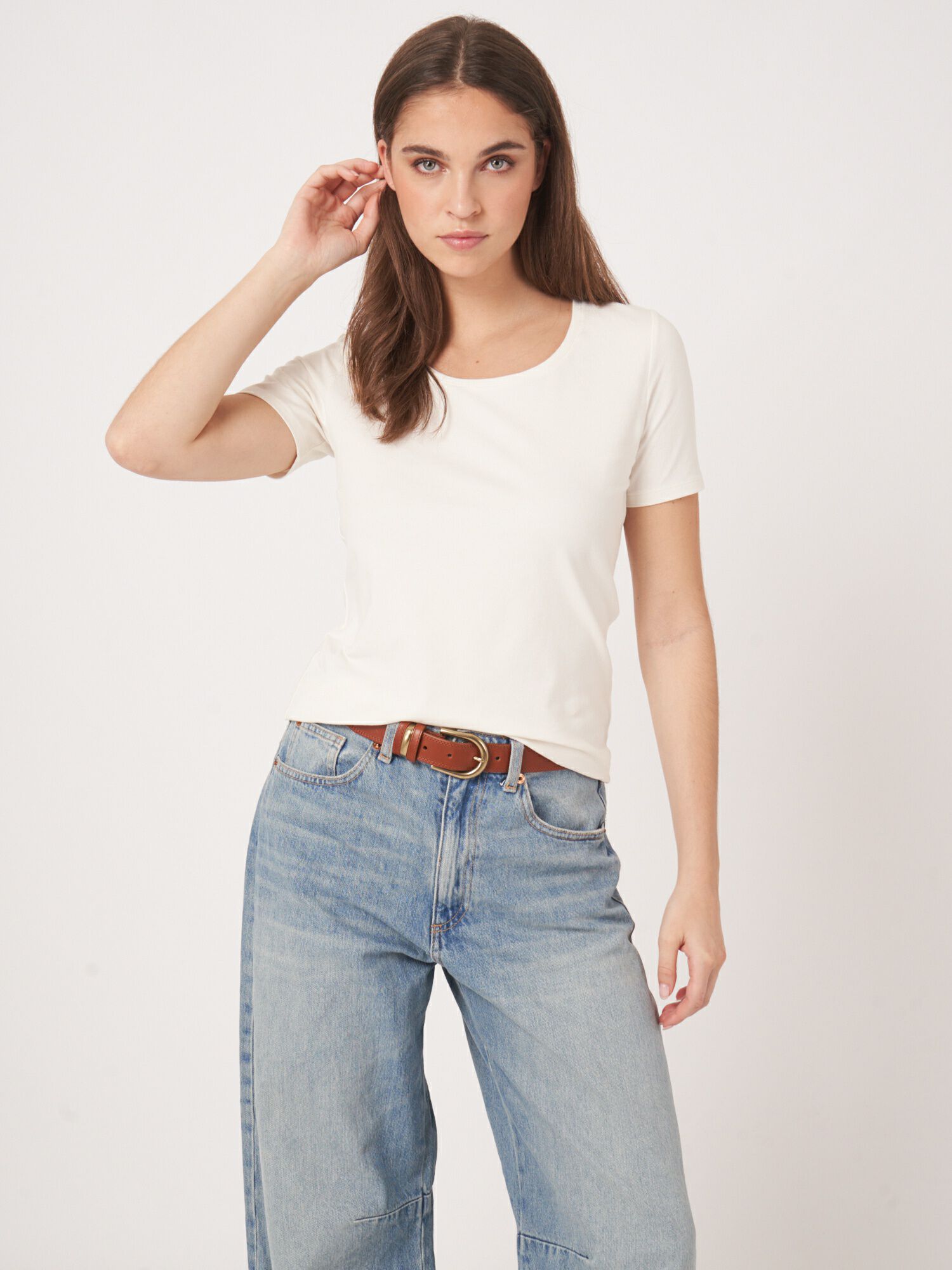 Basic dames T-shirt met ronde hals