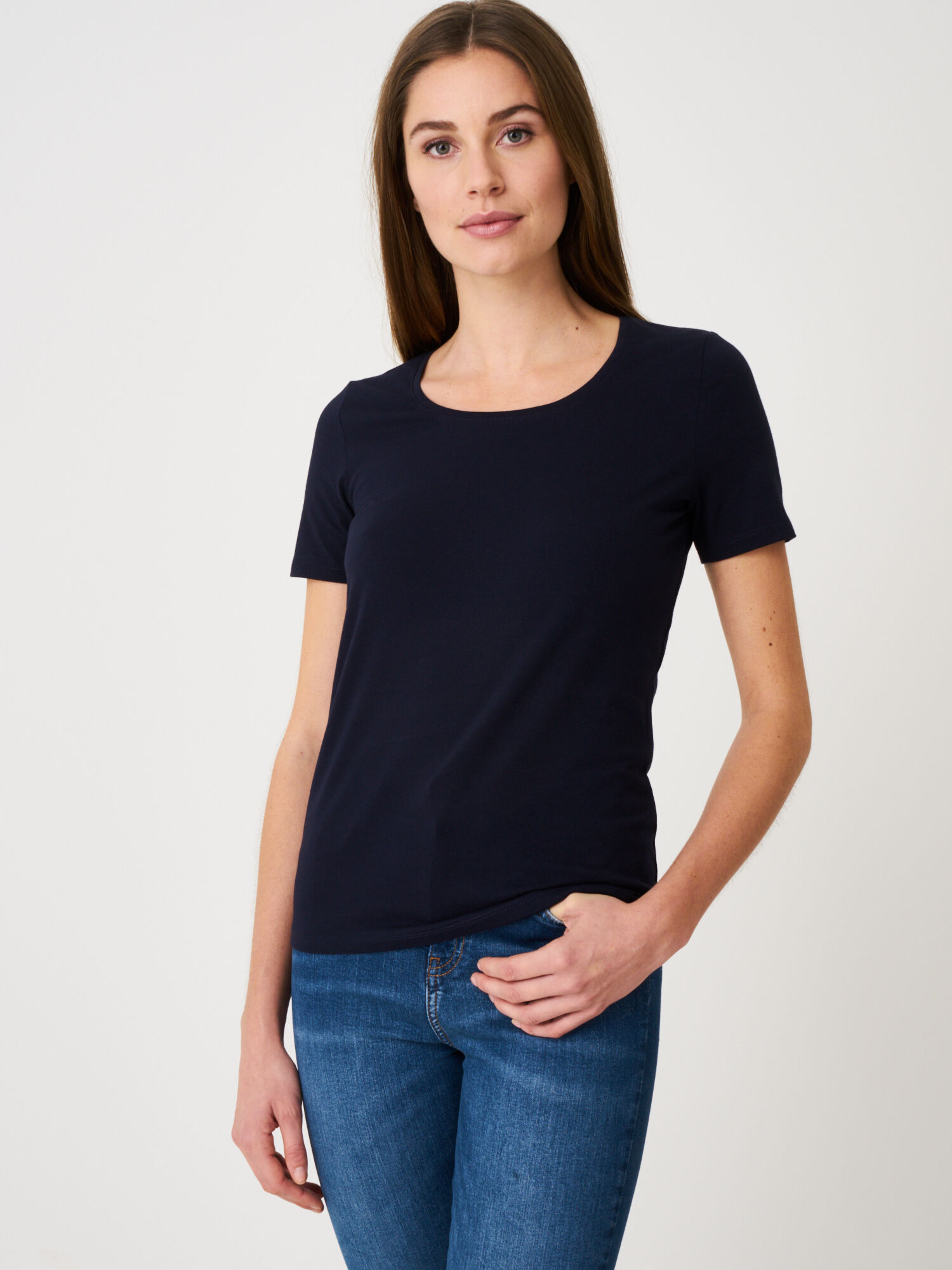 Basic katoenen T-shirt met ronde hals