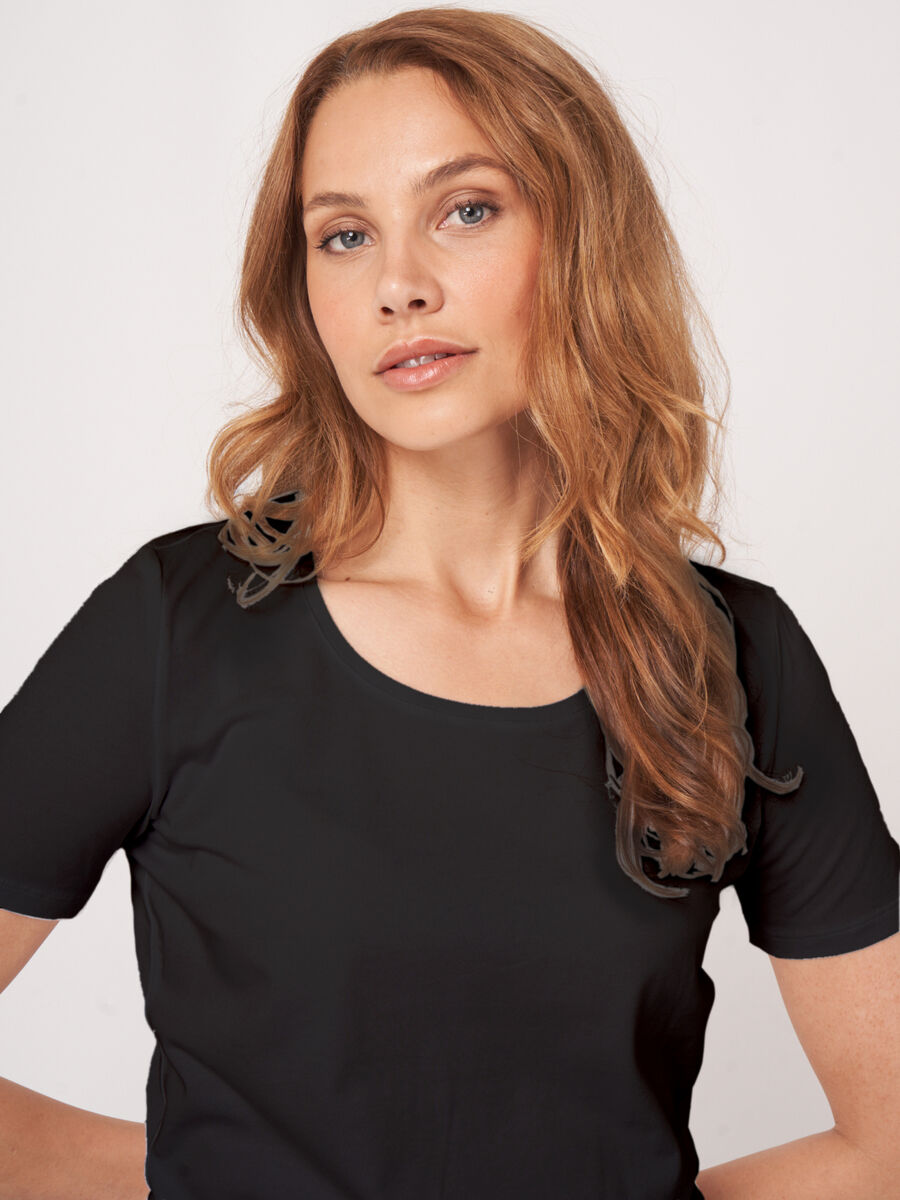 Basic dames T-shirt met ronde hals image number 1