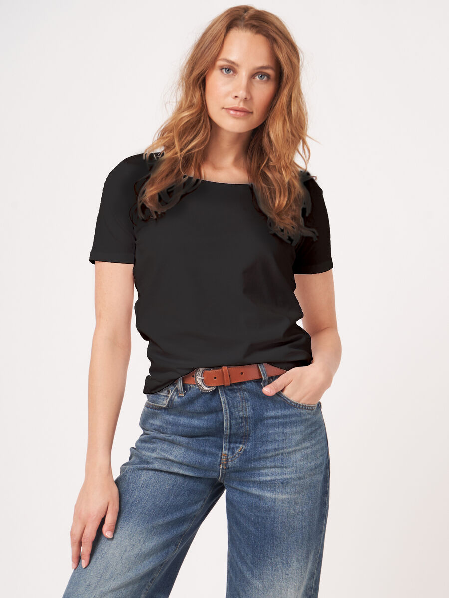 Basic dames T-shirt met ronde hals image number 4