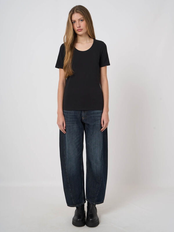 T-shirt col rond en coton stretch doux image number 2