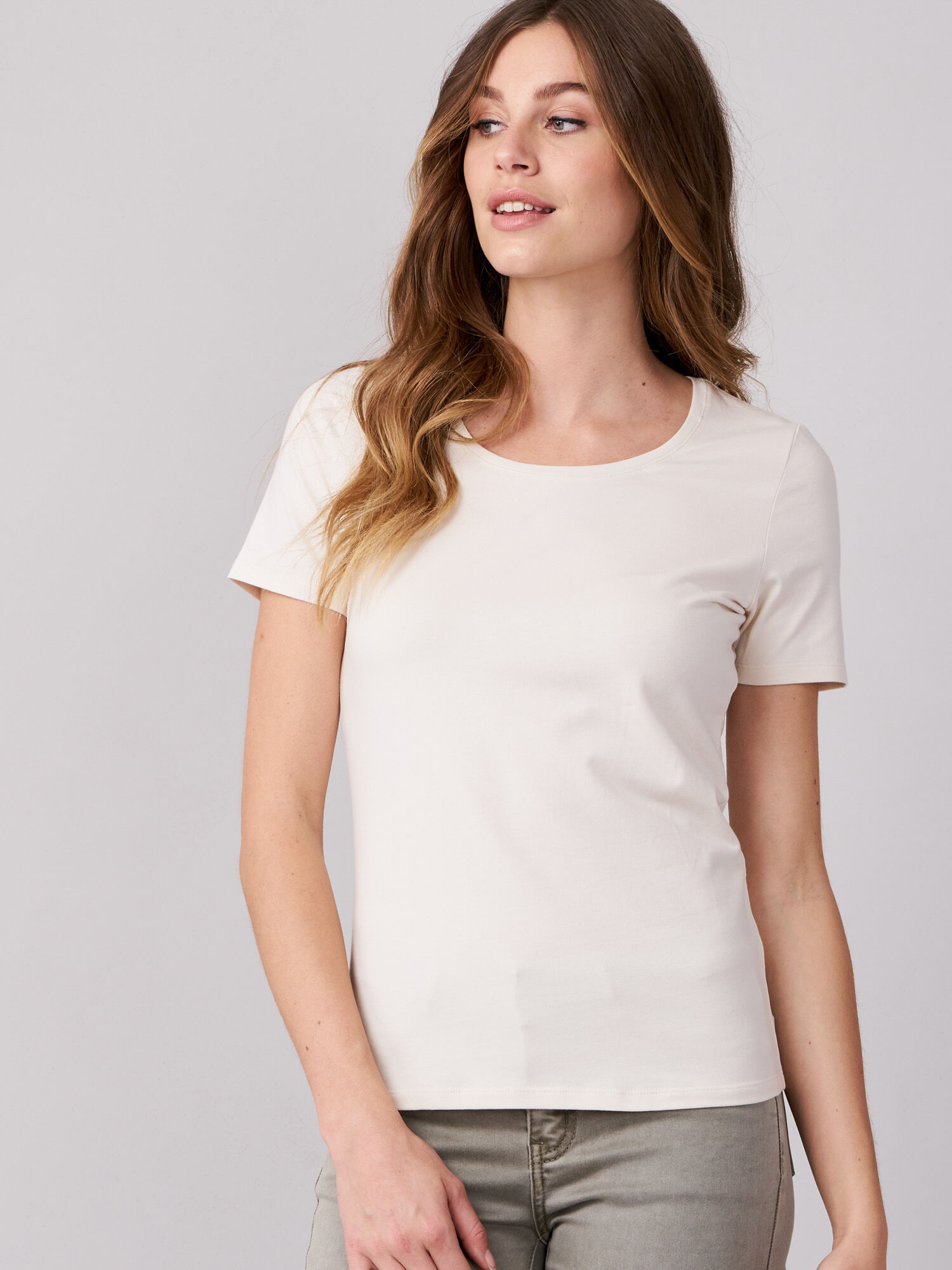 Basic dames T-shirt met ronde hals