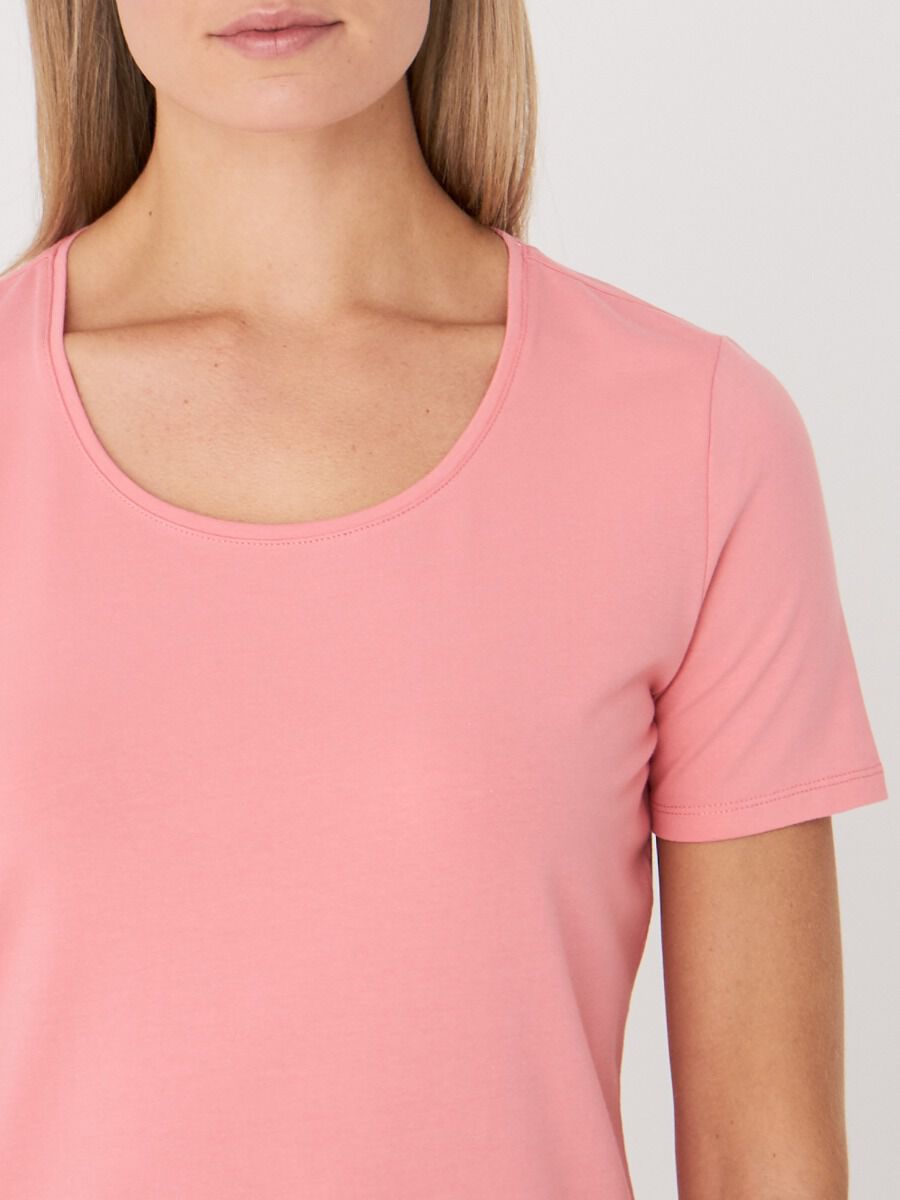 T-shirt col rond en coton stretch doux image number 2