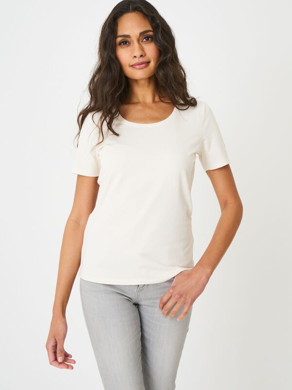 T-shirt col rond en coton stretch doux image number 0