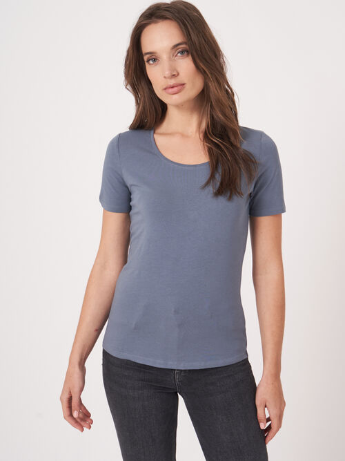 Basic T-Shirt mit Rundhalsausschnitt aus Baumwolle