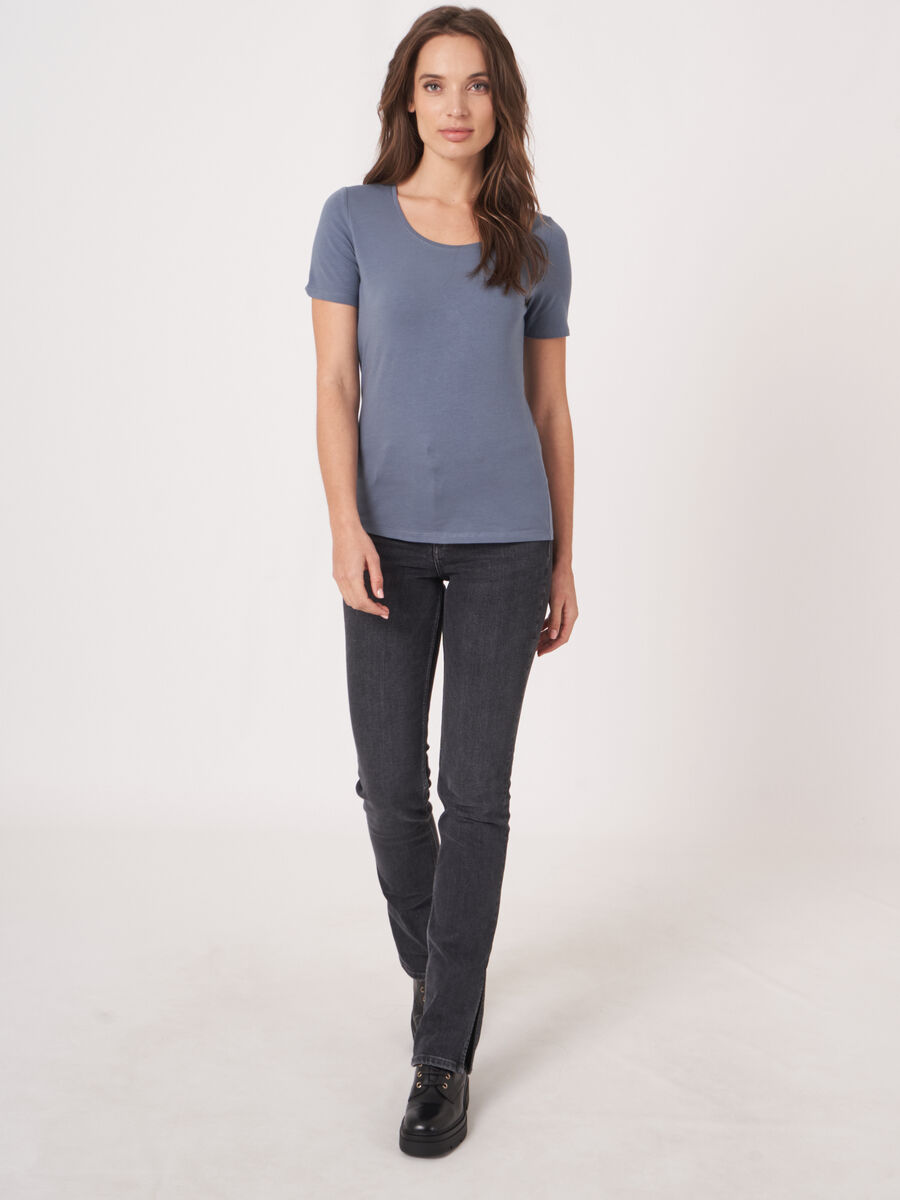 T-shirt col rond en coton stretch doux image number 3