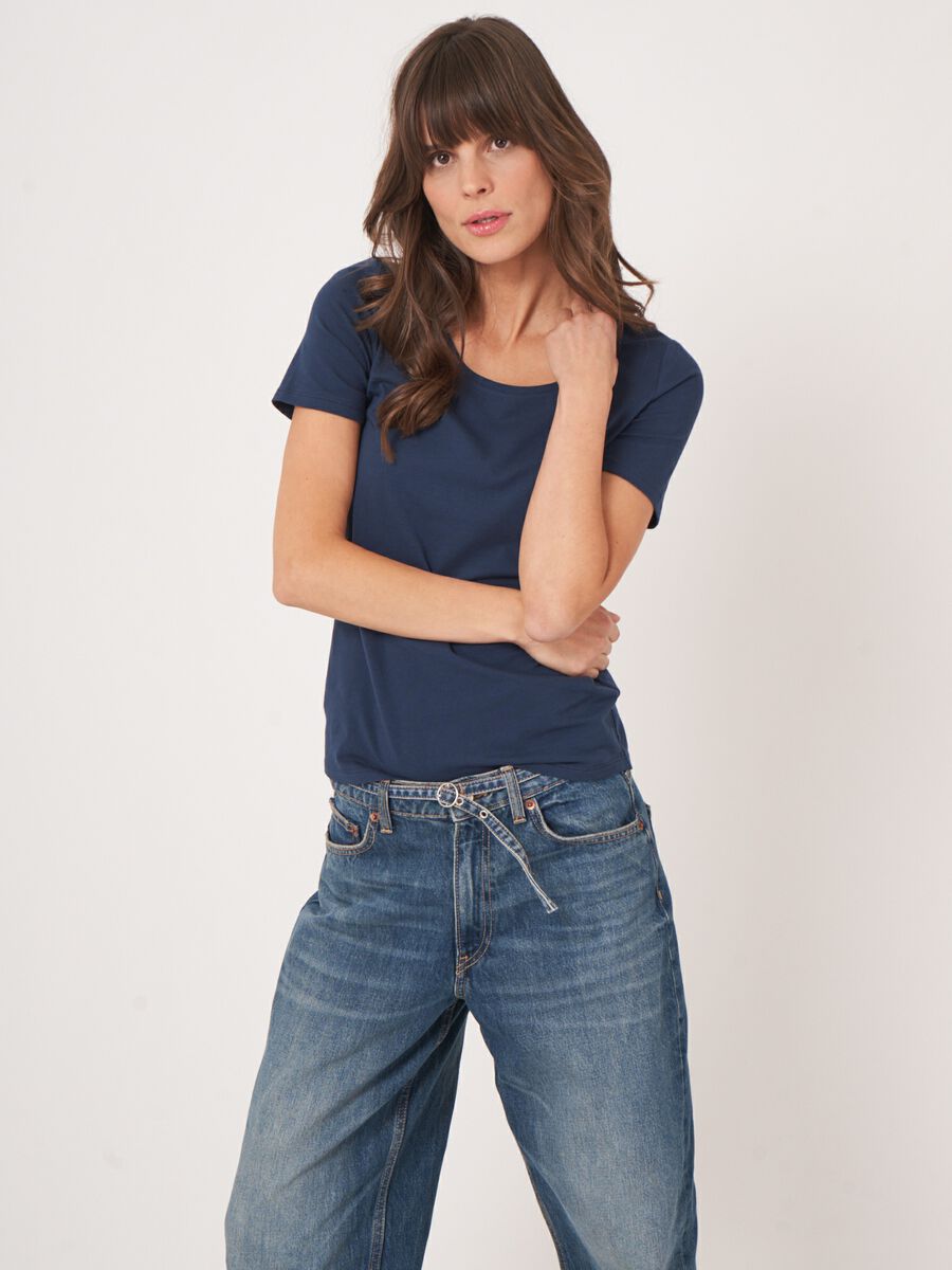 Basic dames T-shirt met ronde hals image number 0