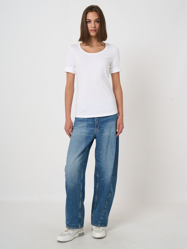 Stretch-Baumwoll-T-Shirt mit gekrempelten &Auml;rmeln image number 2