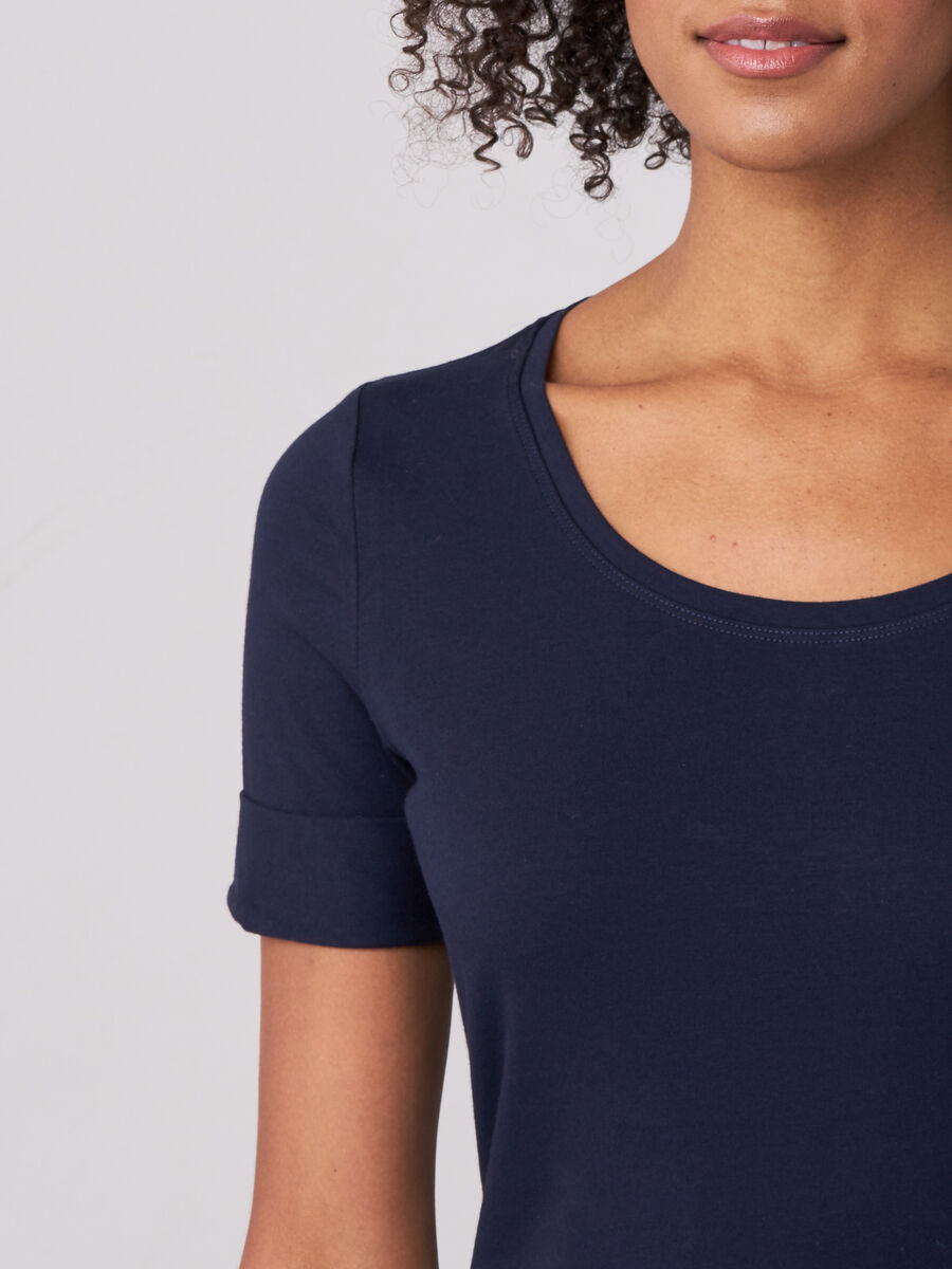 Stretch cotton t-shirt with rolled sleeves image number 2