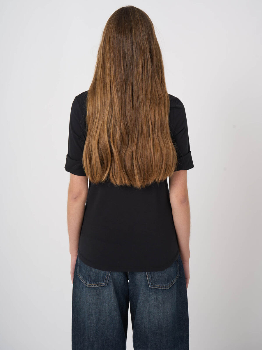Stretch cotton t-shirt with rolled sleeves image number 2