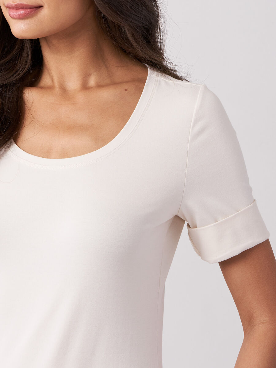 Stretch cotton t-shirt with rolled sleeves image number 1