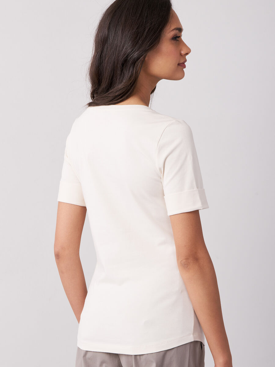 Stretch cotton t-shirt with rolled sleeves image number 2