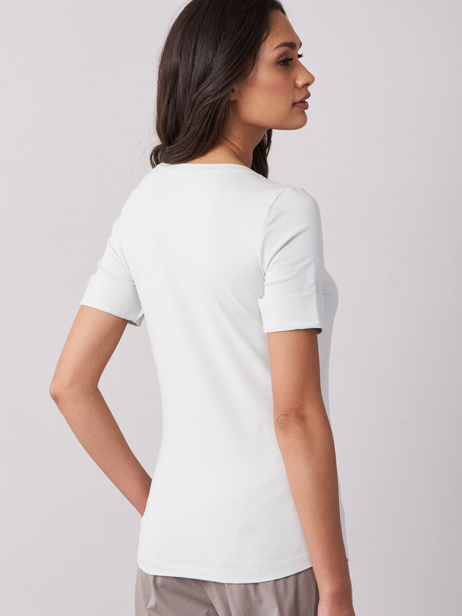 Stretch cotton t-shirt with rolled sleeves image number 1