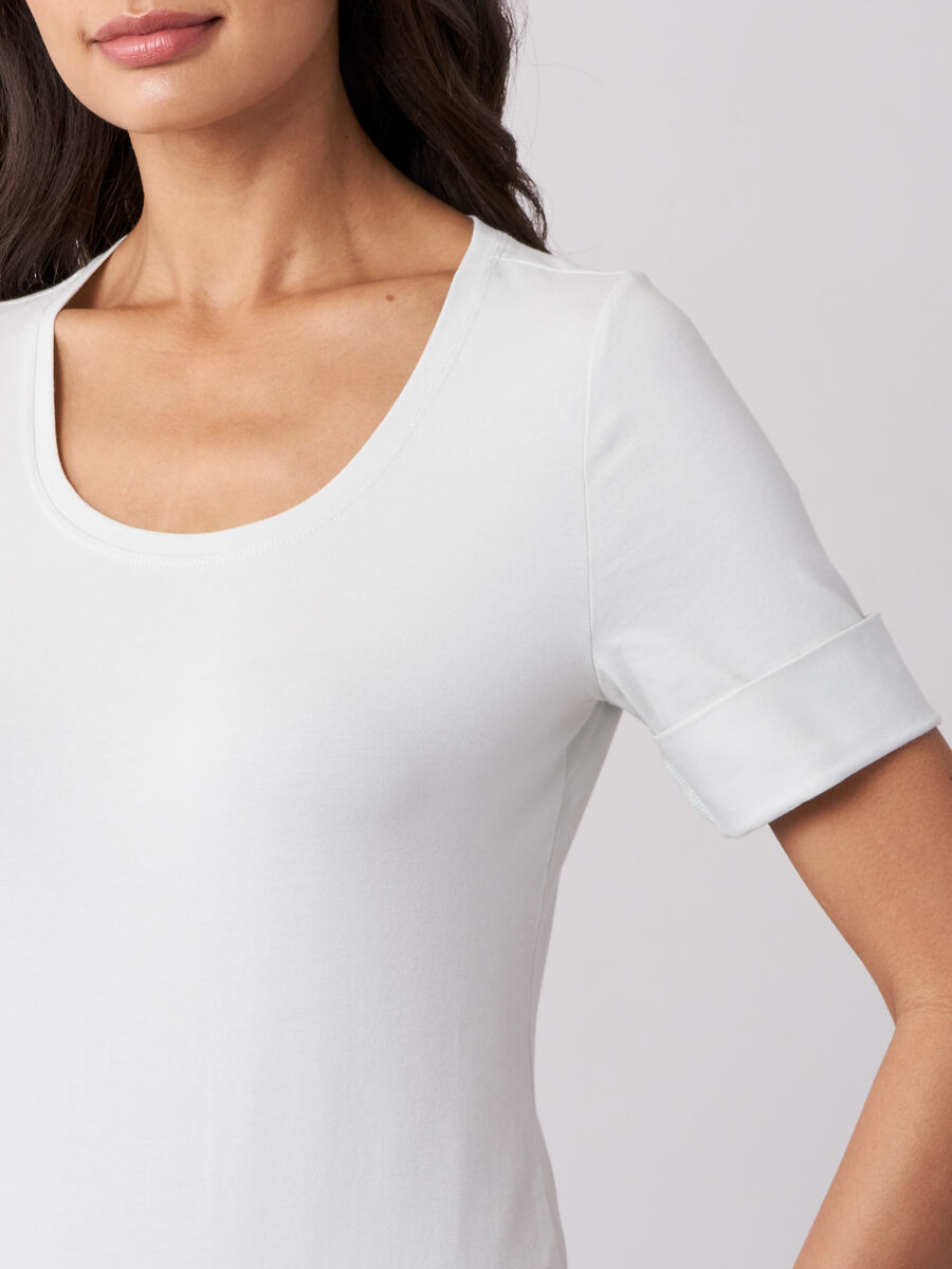 Stretch cotton t-shirt with rolled sleeves image number 2