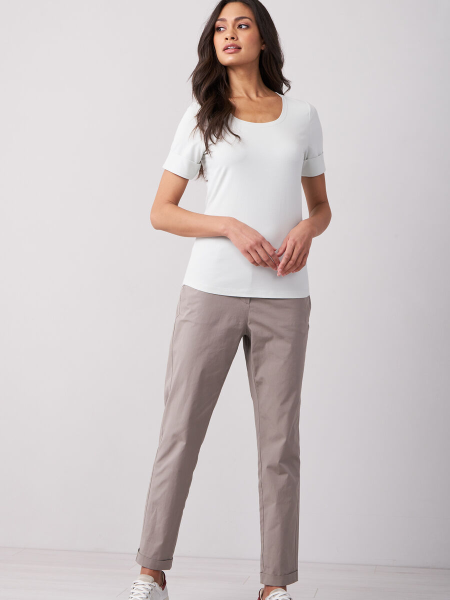 Stretch cotton t-shirt with rolled sleeves image number 3