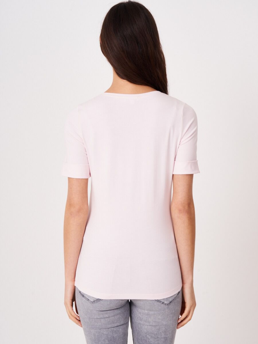 Stretch cotton t-shirt with rolled sleeves image number 1
