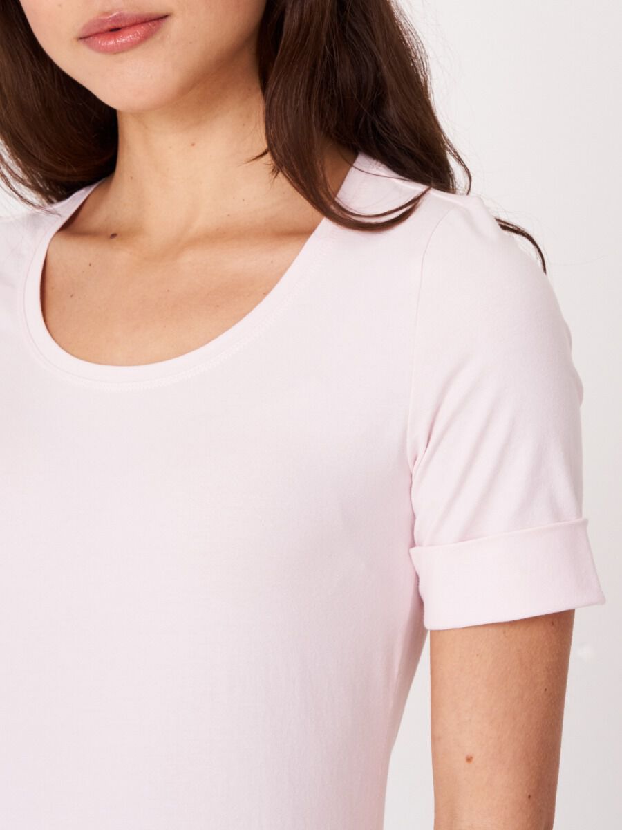 Stretch cotton t-shirt with rolled sleeves image number 2