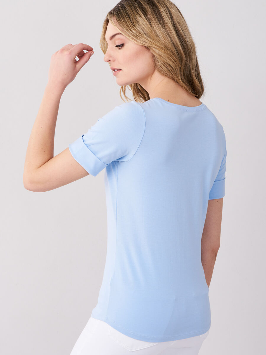 Stretch cotton t-shirt with rolled sleeves image number 1