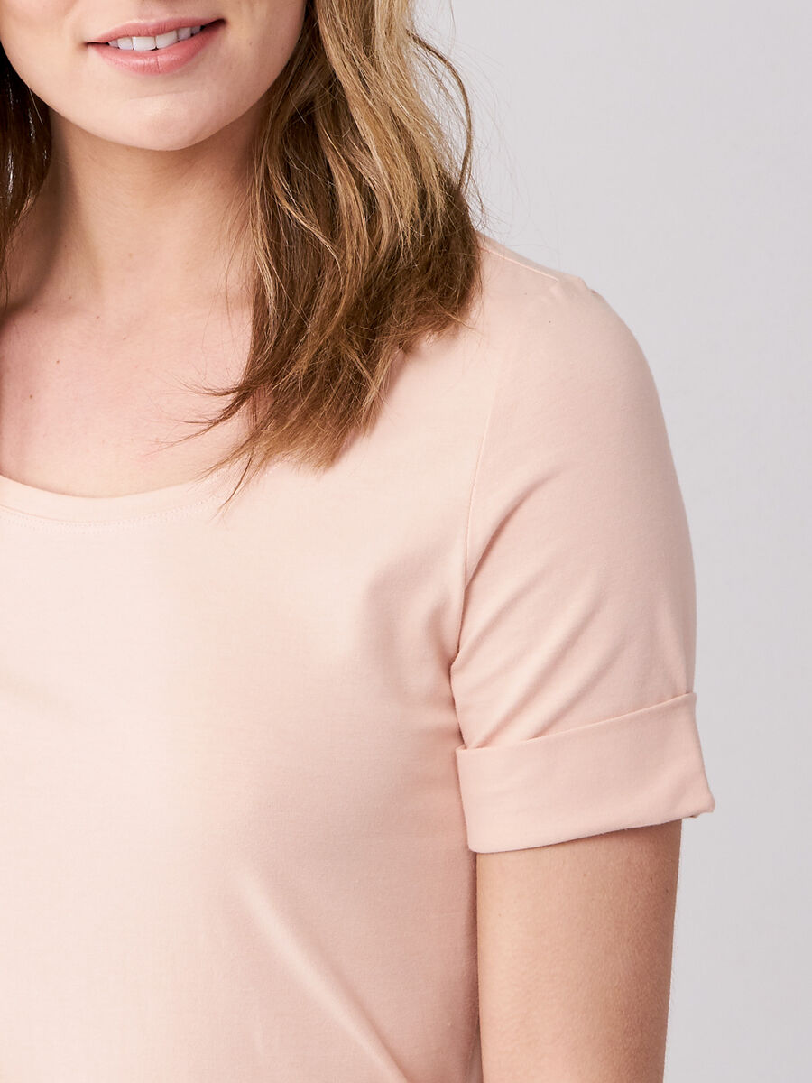 Stretch cotton t-shirt with rolled sleeves image number 2