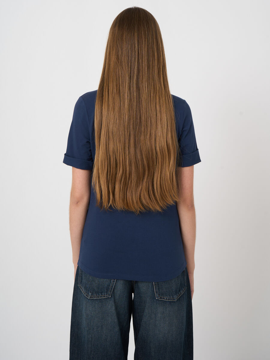 Stretch cotton t-shirt with rolled sleeves image number 3