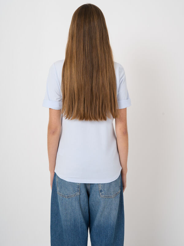 Stretch cotton t-shirt with rolled sleeves image number 3