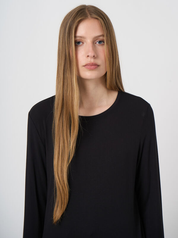 Slim-Fit Jersey Long-Sleeve Top with Round Neckline image number 1